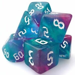 Dice Set - Tropical Pair O Dice - 7 Acrylic Dice - Tabletop Gaming, DND, & RPG‎
